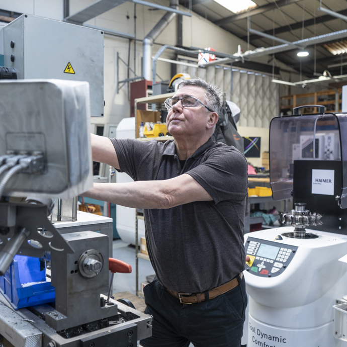 Man working on a machine in the factory